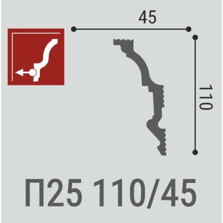Плинтус потолочный Де-Багет (De-Baget) 2000х45х110 мм, П 25 110/45