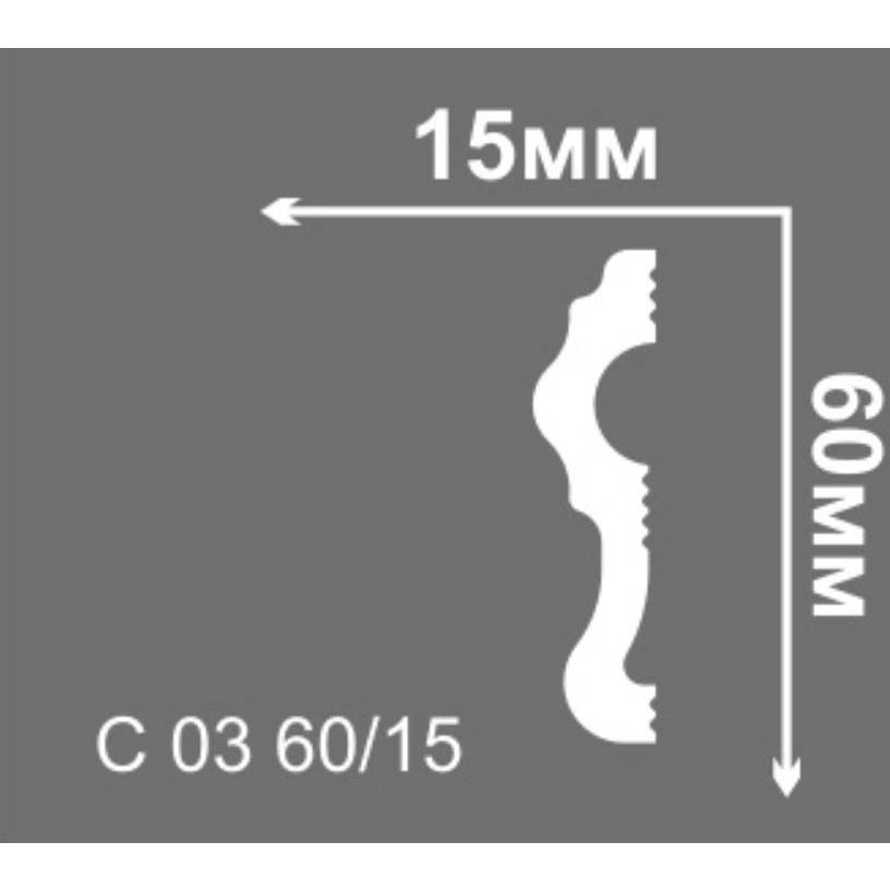 Плинтус потолочный Де-Багет (De-Baget) 2000х15х60 мм, С 03 60/15