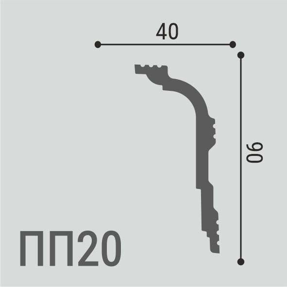 Карниз Де-Багет (De-Baget) 2000х40х90 мм, XPS POLYMER ПП 20