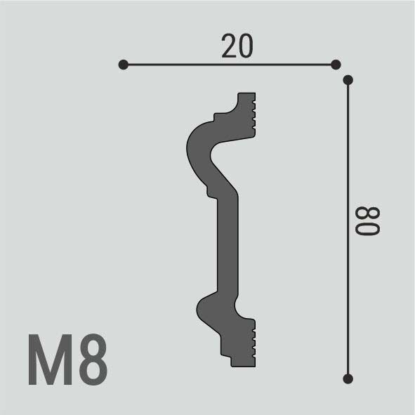 Молдинг Де-Багет (De-Baget) 2000х20х80 мм, XPS POLYMER М 8