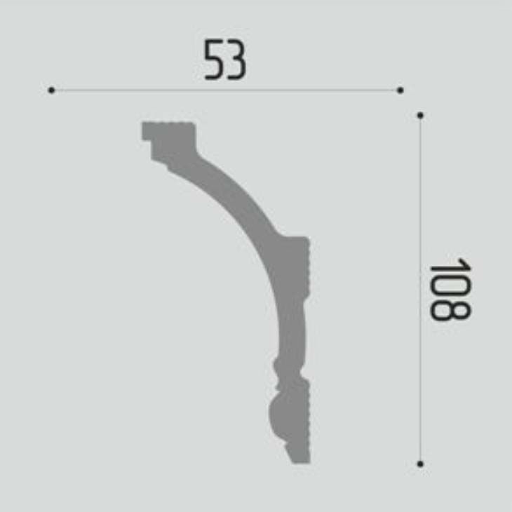 Плинтус потолочный Де-Багет (De-Baget) 2000х53х108 мм, ДП 16/120