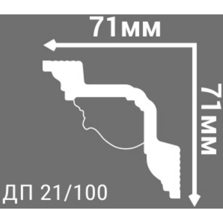 Плинтус потолочный Де-Багет (De-Baget) 2000х71х71 мм, ДП 21/100