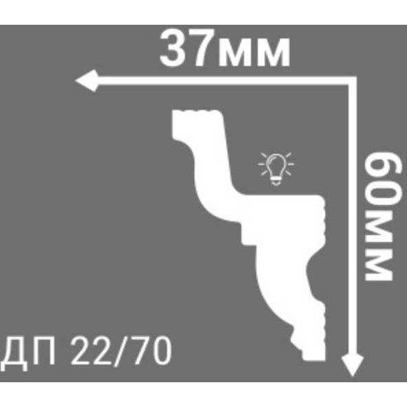 Плинтус потолочный Де-Багет (De-Baget) 2000х37х60 мм, ДП 22/70