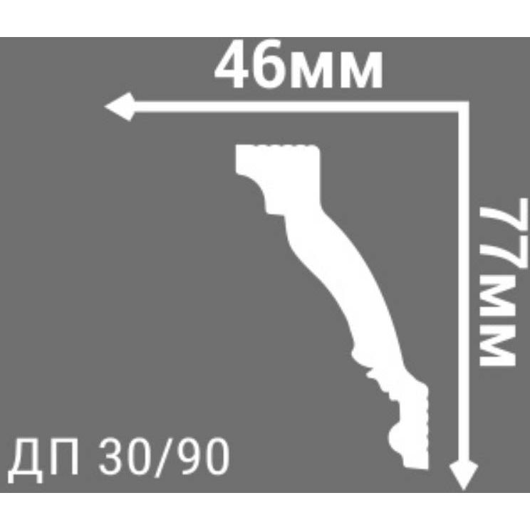 Плинтус потолочный Де-Багет (De-Baget) 2000х46х77 мм, ДП 30/90
