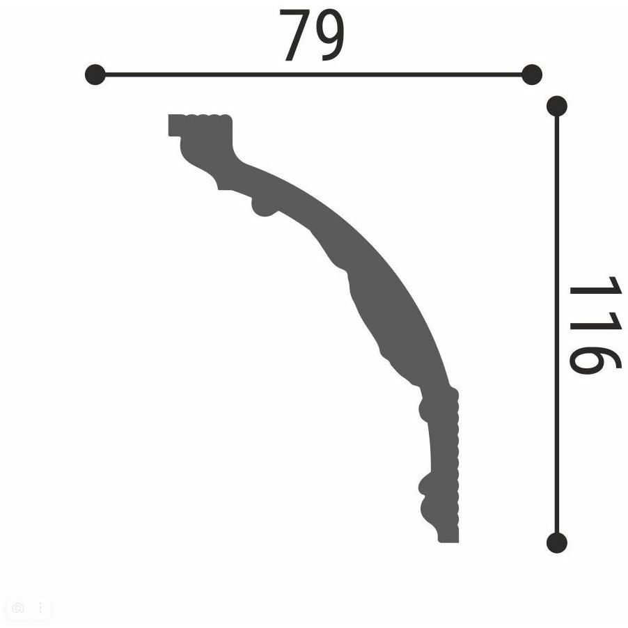 Плинтус потолочный Де-Багет (De-Baget) 2000х79х116 мм, ДП 31/140