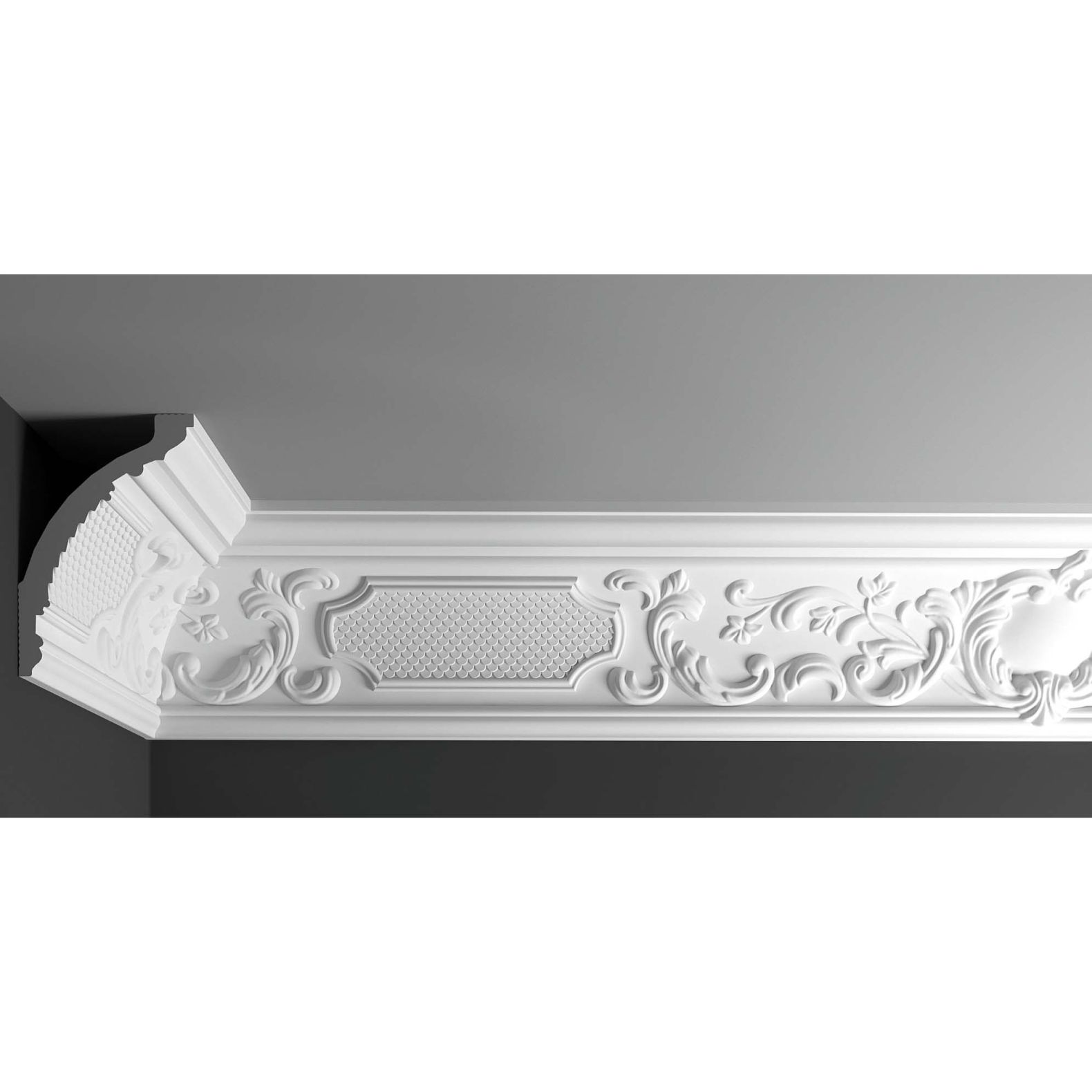 Плинтус потолочный Де-Багет (De-Baget) 2000х79х116 мм, ДП 31/140