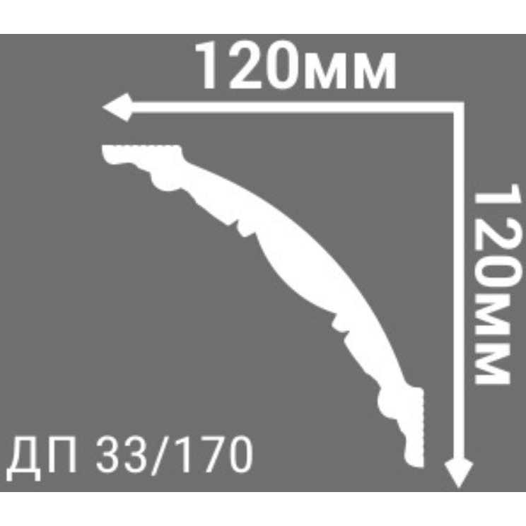 Плинтус потолочный Де-Багет (De-Baget) 2000х120х120 мм, ДП 33/170