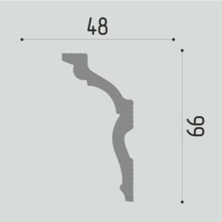 Плинтус потолочный Де-Багет (De-Baget) 2000х48х99 мм, ДП 36/110