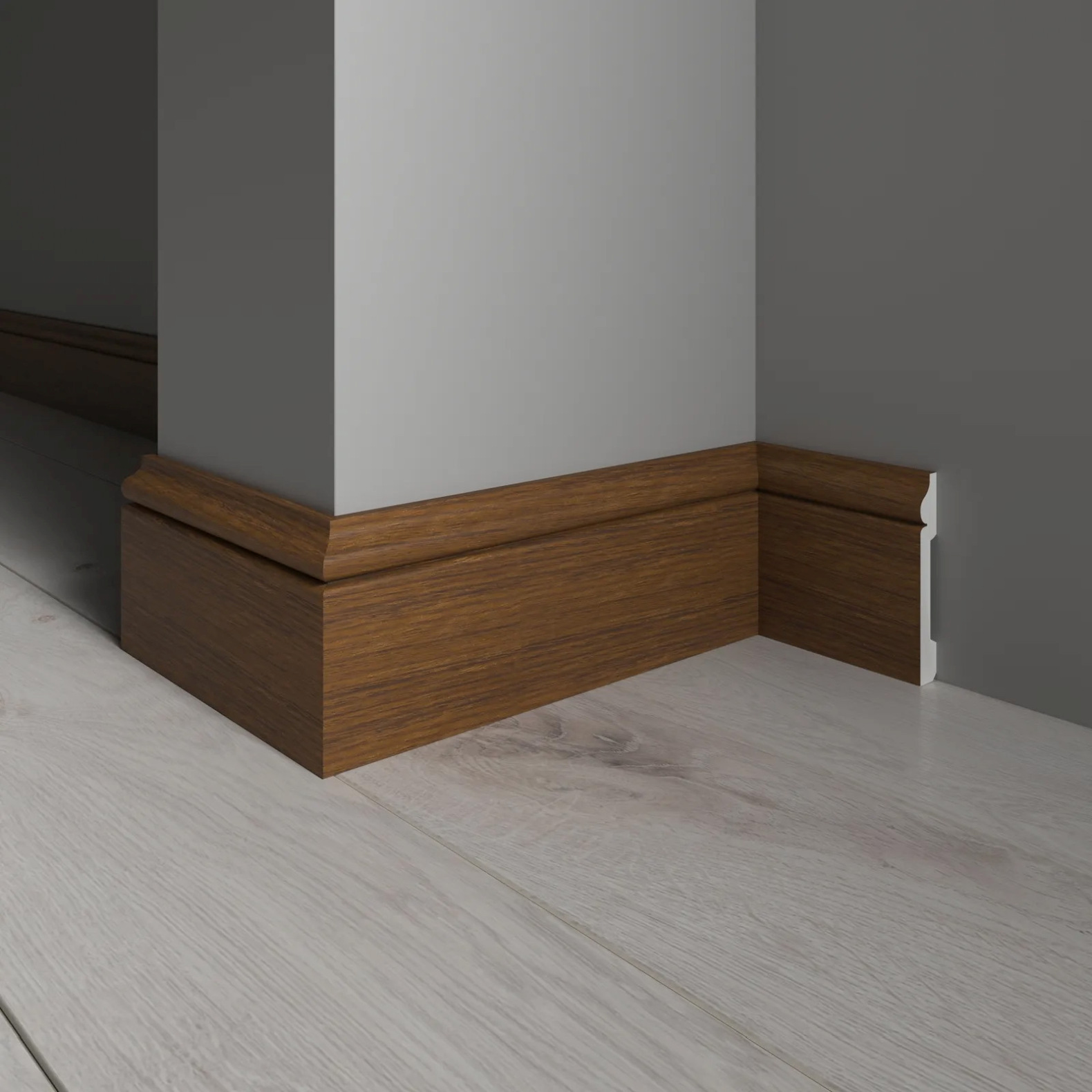 Плинтус Decor-Dizayn (Декор-Дизайн) 2400x79x13 мм, Коллекция Плинтусы 005, Коричневый, Полистирол, 005-85SH