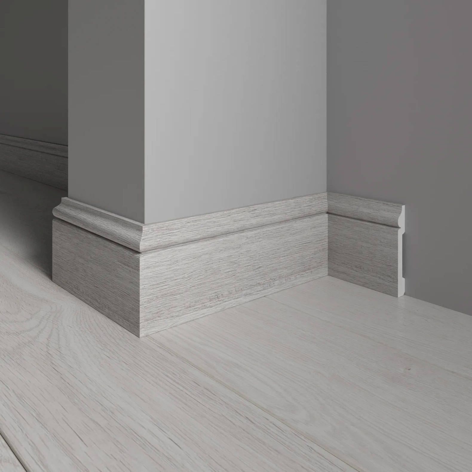 Плинтус Decor-Dizayn (Декор-Дизайн) 2400x79x13 мм, Коллекция Плинтусы 005, Серый, Полистирол, 005-89SH