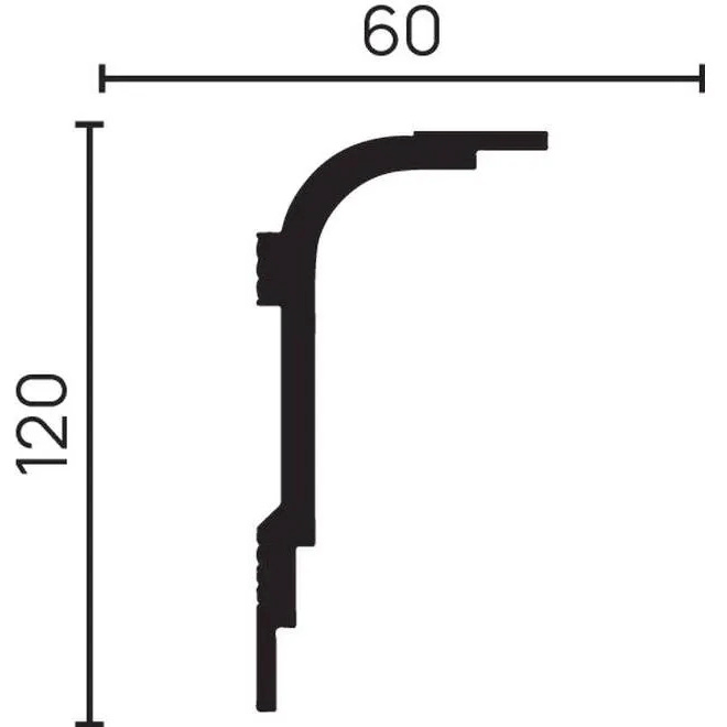Карниз Decor-Dizayn (Декор-Дизайн) 2000х120х60 мм, Коллекция Грани, Белый, Полистирол, DD516