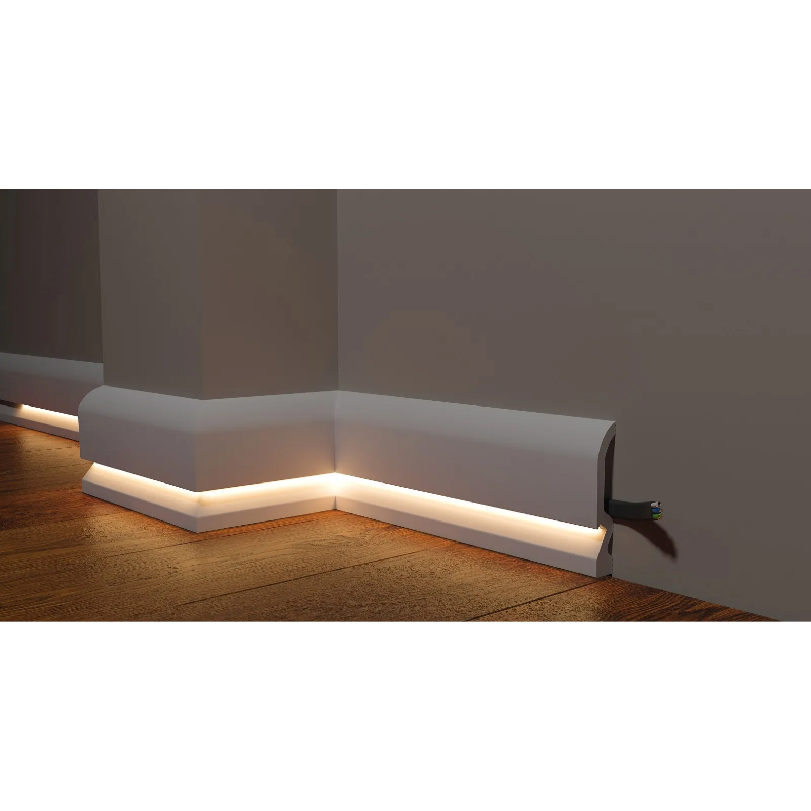 Плинтус Decor-Dizayn (Декор-Дизайн) 2000х100х18.1 мм, Белый, Полистирол, DD700