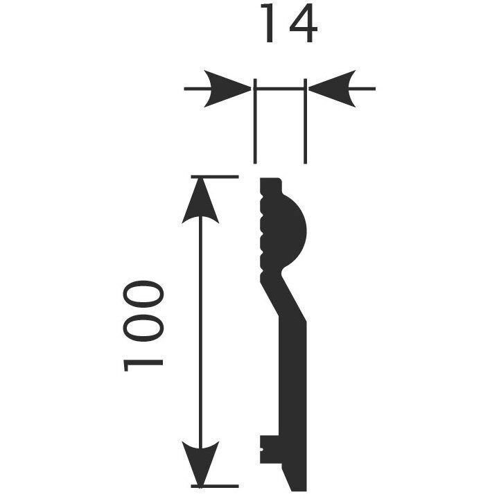 Плинтус потолочный Cosca Decor (Коска) PX028, 100х14, 2000 мм, Белый Экополимер