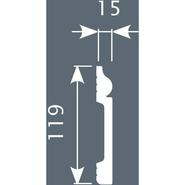 Плинтус потолочный Cosca Decor (Коска) PX004, 119х15, 2000 мм, Белый Экополимер