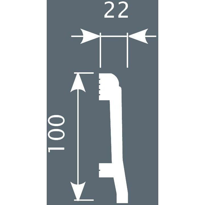 Плинтус потолочный Cosca Decor (Коска) PX022, 100х22, 2000 мм, Белый Экополимер