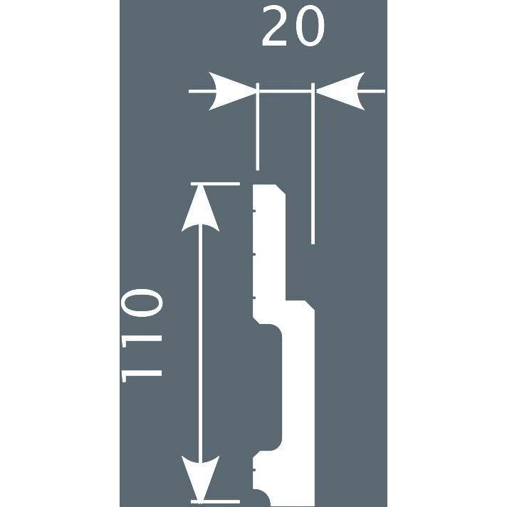 Плинтус потолочный Cosca Decor (Коска) PX010, 110х20, 2000 мм, Белый Экополимер
