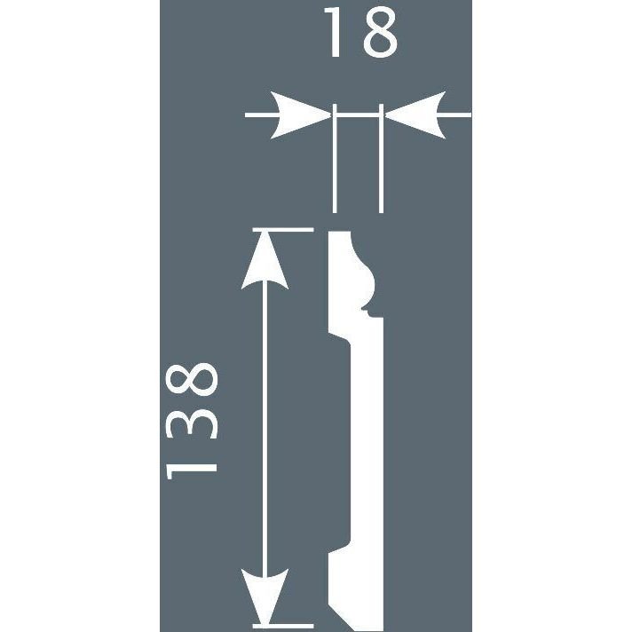 Плинтус потолочный Cosca Decor (Коска) PX006, 138х18, 2000 мм, Белый Экополимер