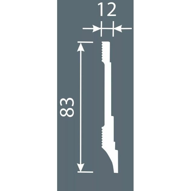Плинтус потолочный Cosca Decor (Коска) PX042, 83х12, 2000 мм, Белый Экополимер