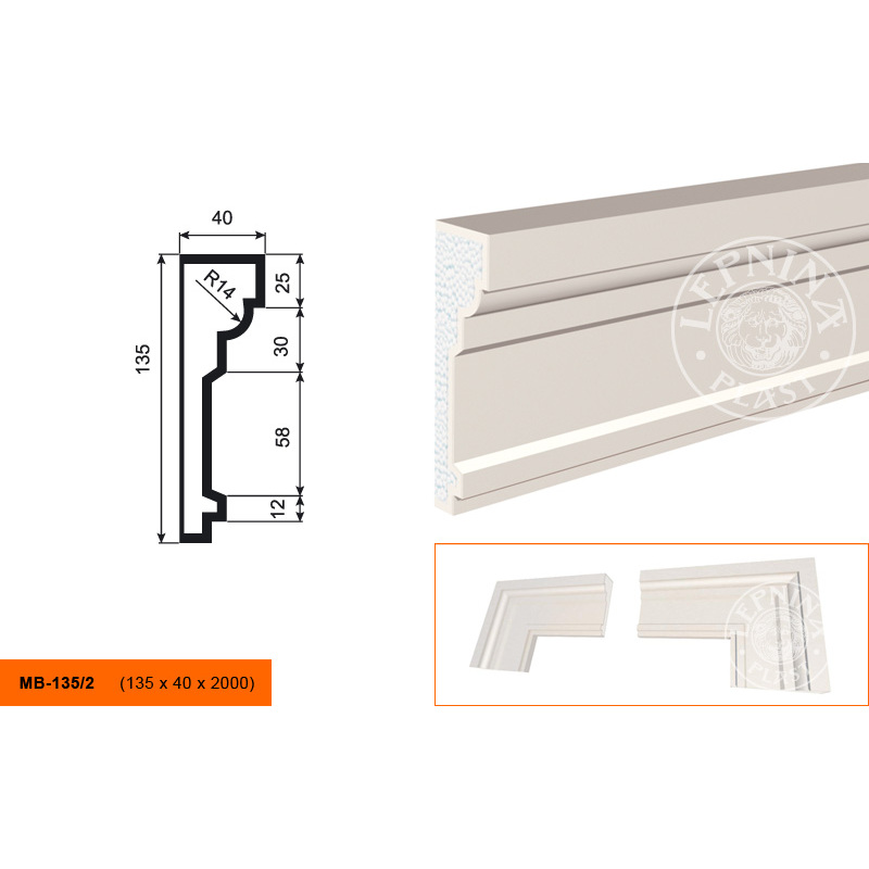 Фасадный молдинг Lepninaplast (Лепнинапласт), 135х40х2000 мм, Пенополистирол, МВ-135/2