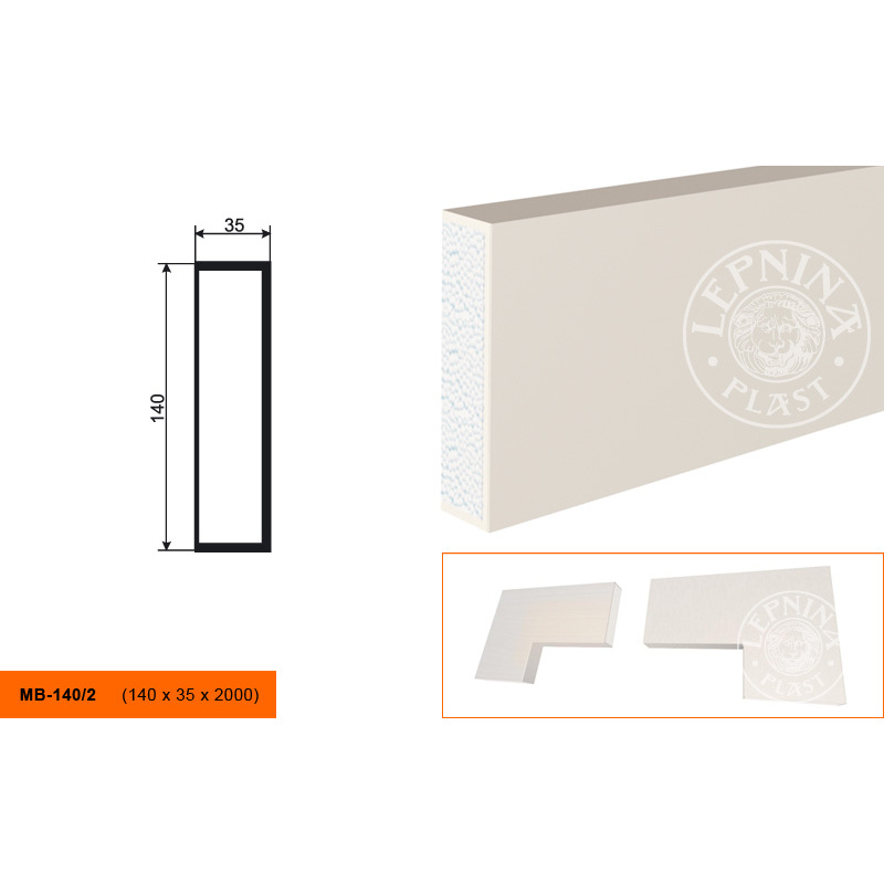 Фасадный молдинг Lepninaplast (Лепнинапласт), 140х35х2000 мм, Пенополистирол, МВ-140/2