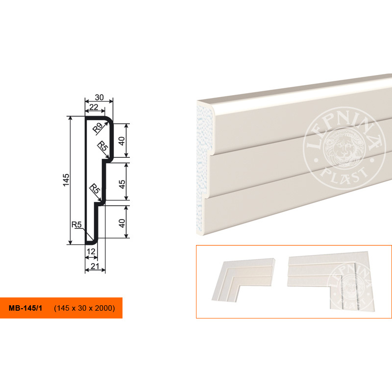 Фасадный молдинг Lepninaplast (Лепнинапласт), 145х30х2000 мм, Пенополистирол, МВ-145/1