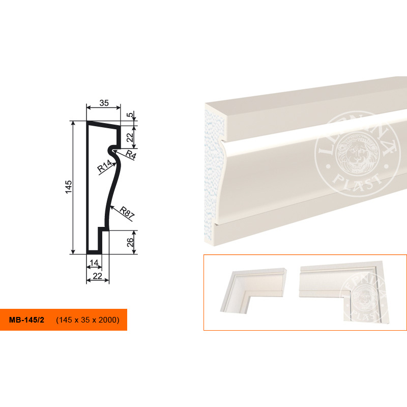 Фасадный молдинг Lepninaplast (Лепнинапласт), 145х35х2000 мм, Пенополистирол, МВ-145/2