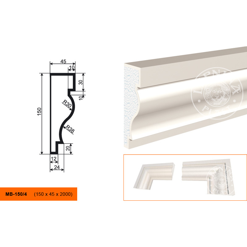 Фасадный молдинг Lepninaplast (Лепнинапласт), 150х45х2000 мм, Пенополистирол, МВ-150/4