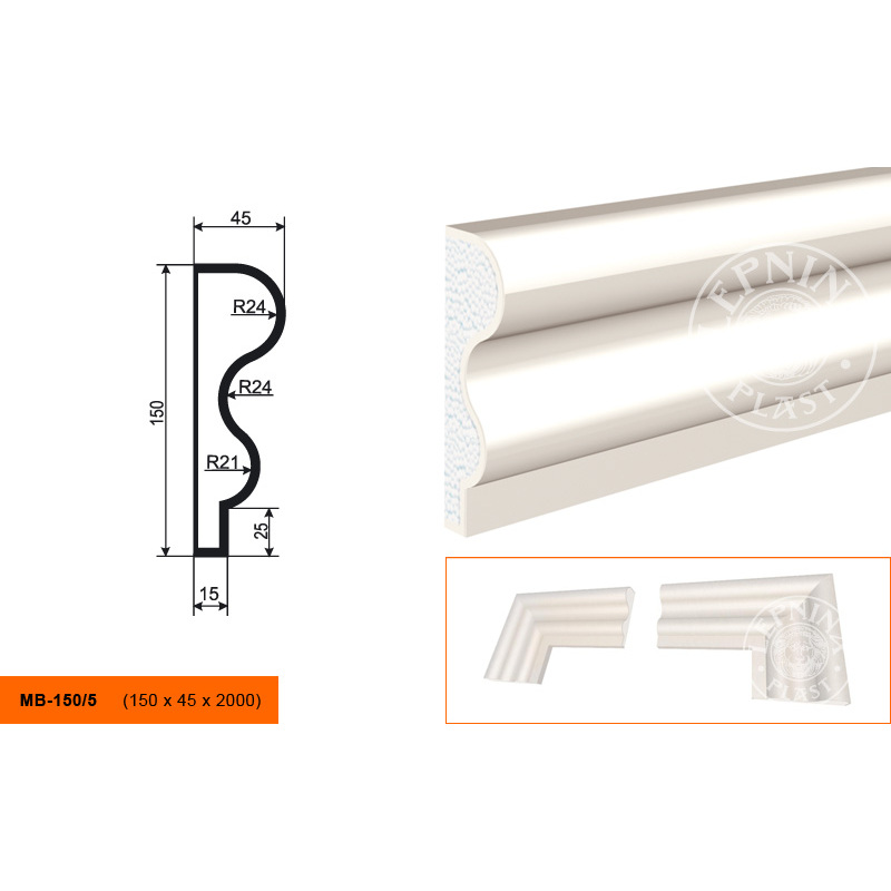 Фасадный молдинг Lepninaplast (Лепнинапласт), 150х45х2000 мм, Пенополистирол, МВ-150/5