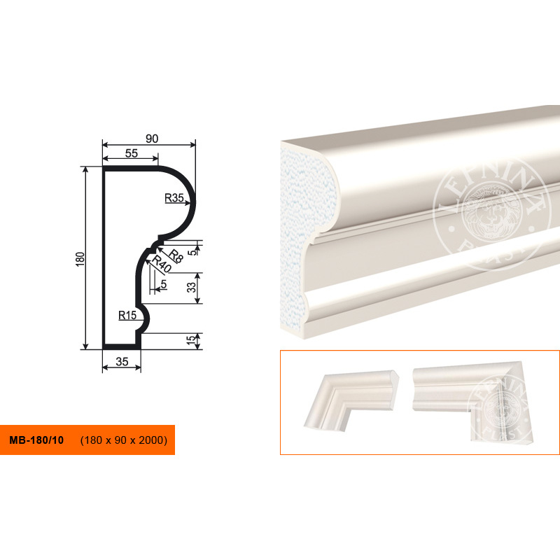 Фасадный молдинг Lepninaplast (Лепнинапласт), 180х90х2000 мм, Пенополистирол, МВ-180/10