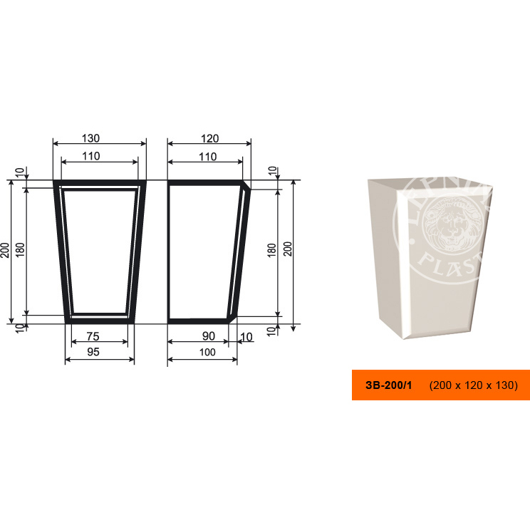 Фасадный замок Lepninaplast (Лепнинапласт), 120х130х200 мм, Пенополистирол, ЗВ-200/1