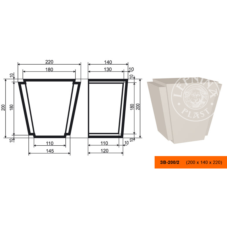 Фасадный замок Lepninaplast (Лепнинапласт), 200х140х220 мм, Пенополистирол, ЗВ-200/2