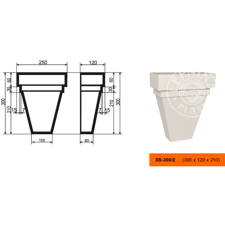 Фасадный замок Lepninaplast (Лепнинапласт), 250х120х300 мм, Пенополистирол, ЗВ-300/2