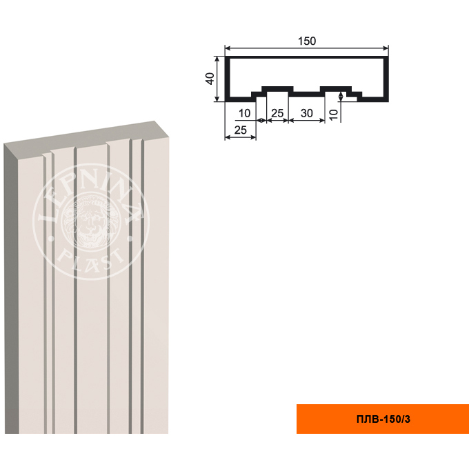 Фасадная пилястра составная Lepninaplast (Лепнинапласт), Тело, 150х40х2000 мм, Пенополистирол, ПЛВ-150/3