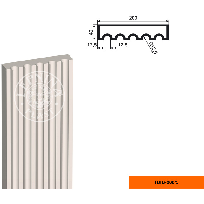 Фасадная пилястра составная Lepninaplast (Лепнинапласт), Тело, 200х40х2500 мм, Пенополистирол, ПЛВ-200/5
