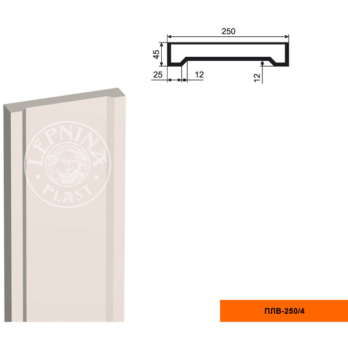 Фасадная пилястра составная Lepninaplast (Лепнинапласт), Тело, 250х45х2000 мм, Пенополистирол, ПЛВ-250/4