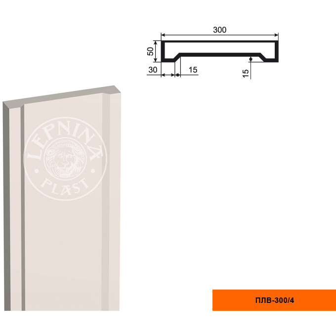Фасадная пилястра составная Lepninaplast (Лепнинапласт), Тело, 300х50х2000 мм, Пенополистирол, ПЛВ-300/4