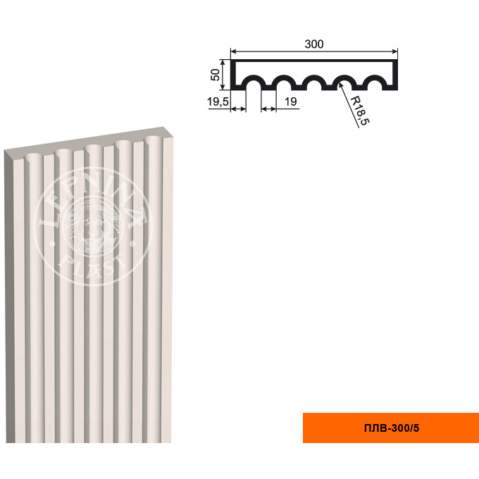 Фасадная пилястра составная Lepninaplast (Лепнинапласт), Тело, 300х50х2000 мм, Пенополистирол, ПЛВ-300/5