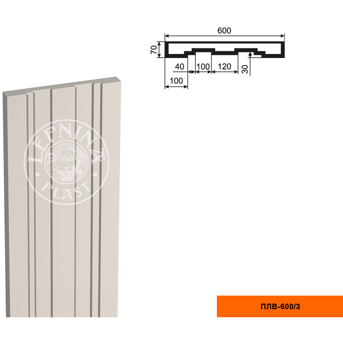 Фасадная пилястра составная Lepninaplast (Лепнинапласт), Тело, 600х70х2000 мм, Пенополистирол, ПЛВ-600/3