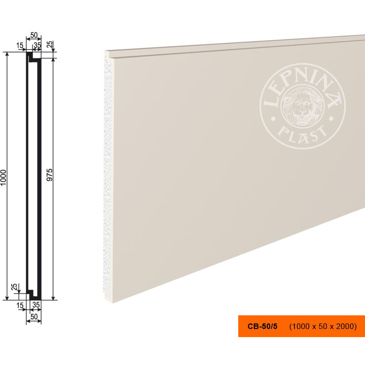 Декоративная панель утепления Lepninaplast (Лепнинапласт), 1000х50х2000 мм, Пенополистирол, СВ-50/5