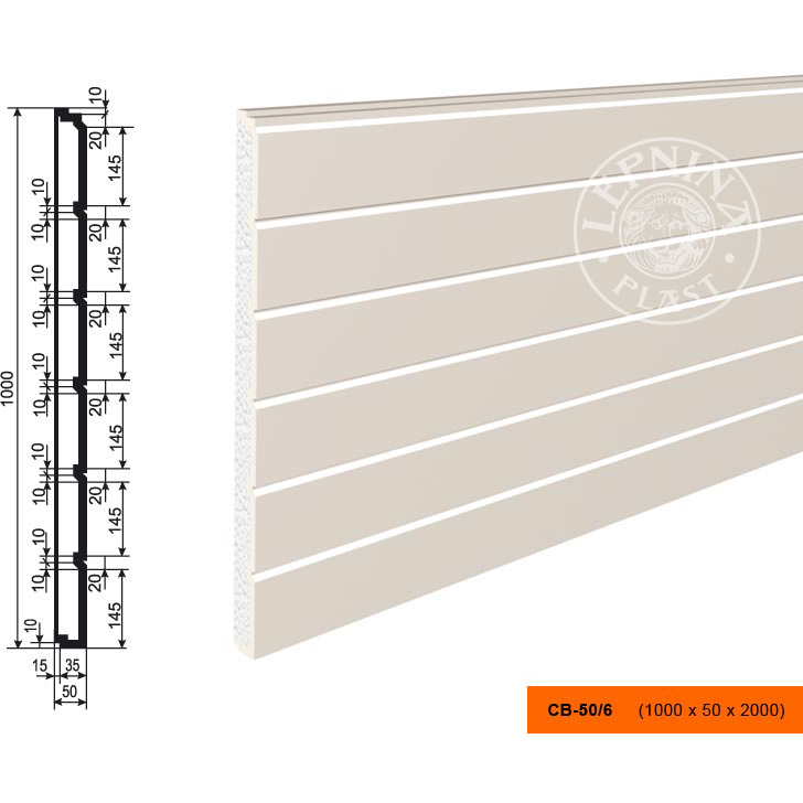 Декоративная панель утепления Lepninaplast (Лепнинапласт), 1000х50х2000 мм, Пенополистирол, СВ-50/6