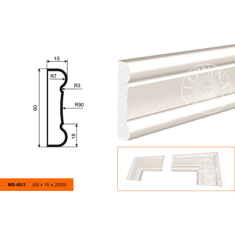 Фасадный молдинг Lepninaplast (Лепнинапласт), 60х15х2000 мм, Пенополистирол, МВ-60/3