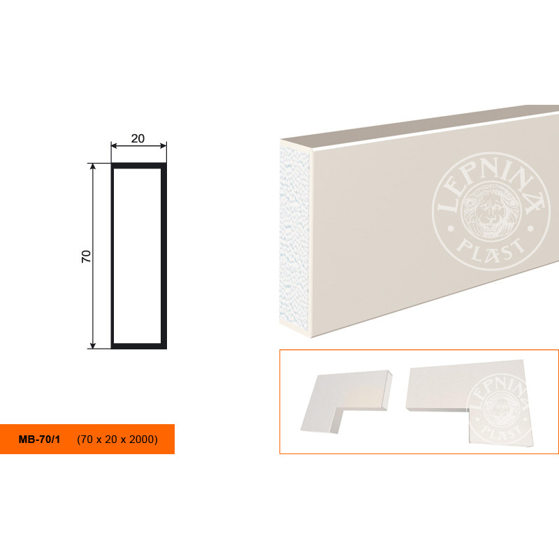 Фасадный молдинг Lepninaplast (Лепнинапласт), 70х20х2000 мм, Пенополистирол, МВ-70/1