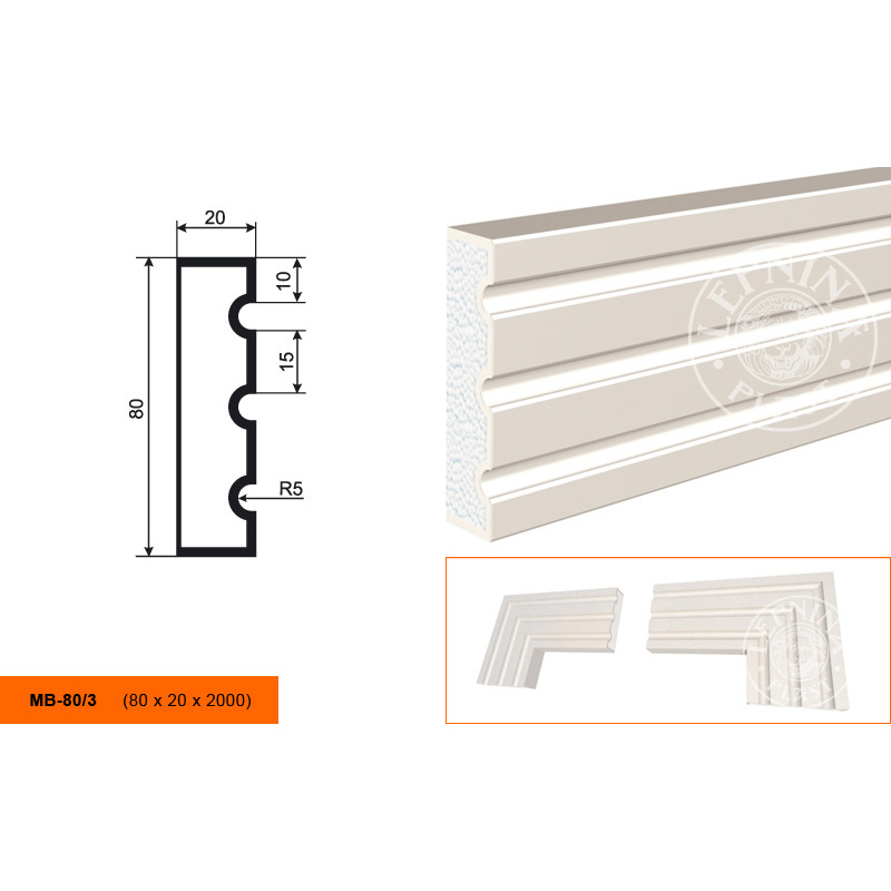 Фасадный молдинг Lepninaplast (Лепнинапласт), 80х20х2000 мм, Пенополистирол, МВ-80/3
