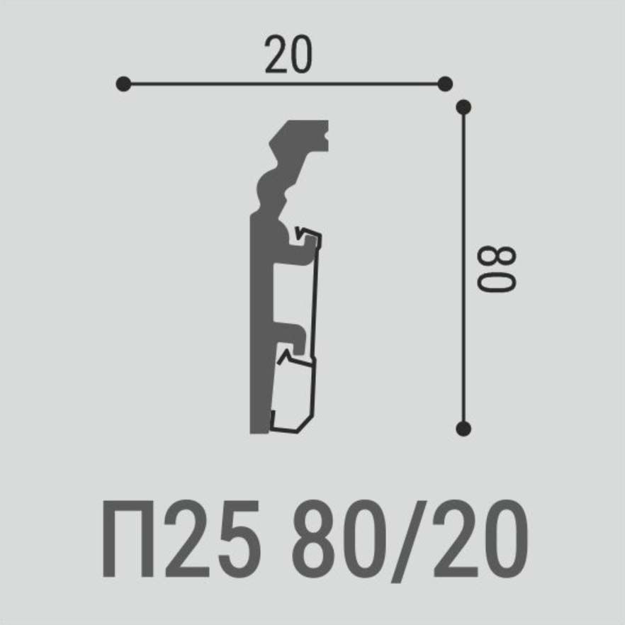 Плинтус напольный с монтажной планкой Bello Deco (Белло Деко) XPS BD П25 МП 2000х20х80 мм, 00-00106996