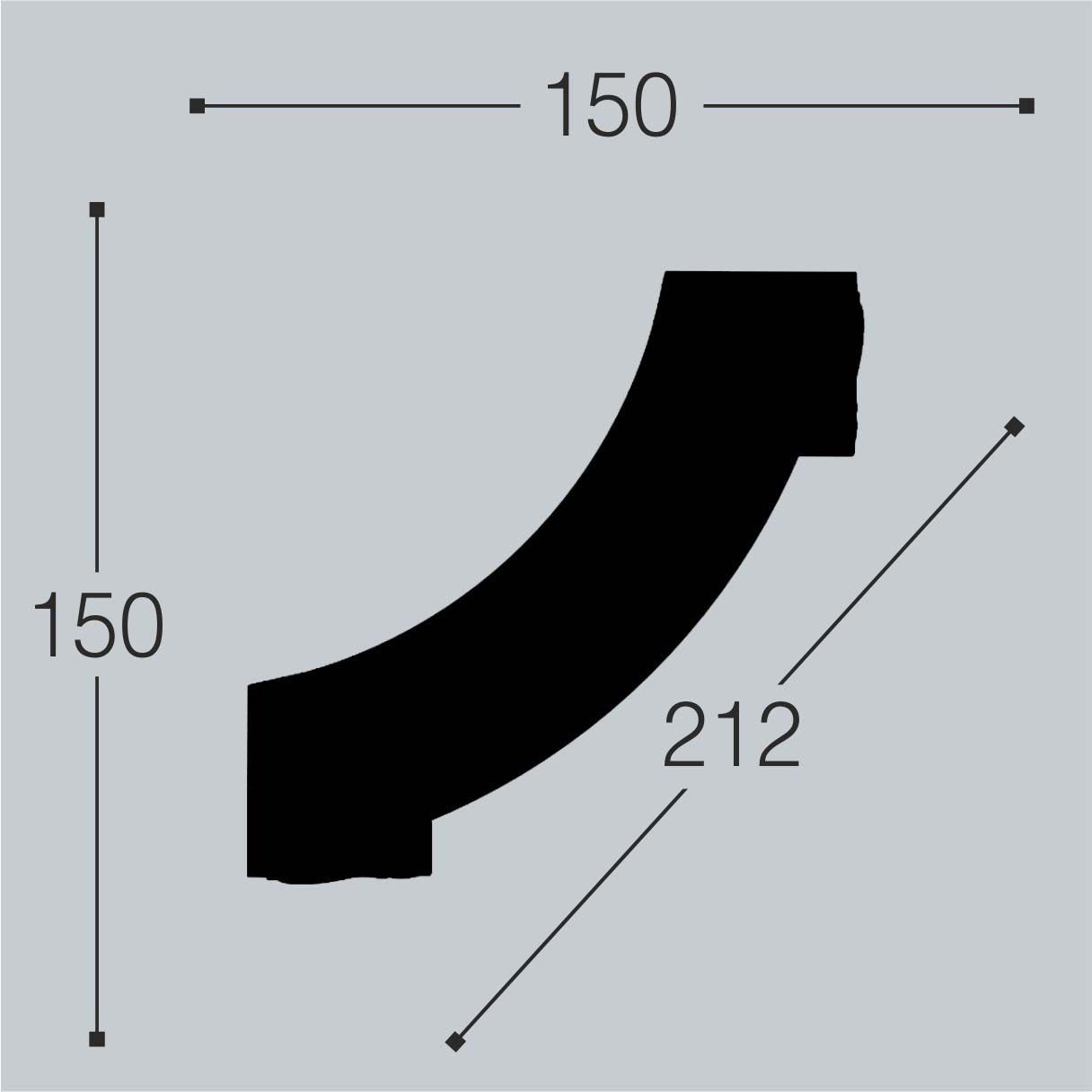 Декоративный угол к молдингу Bello Deco (Белло Деко) PS М10У1 150х150 мм, 00-00103924