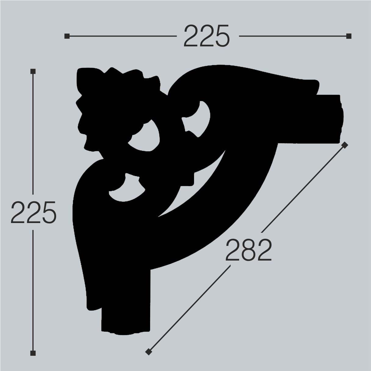 Декоративный угол к молдингу Bello Deco (Белло Деко) PS М12У2 225х225 мм, 00-00104777