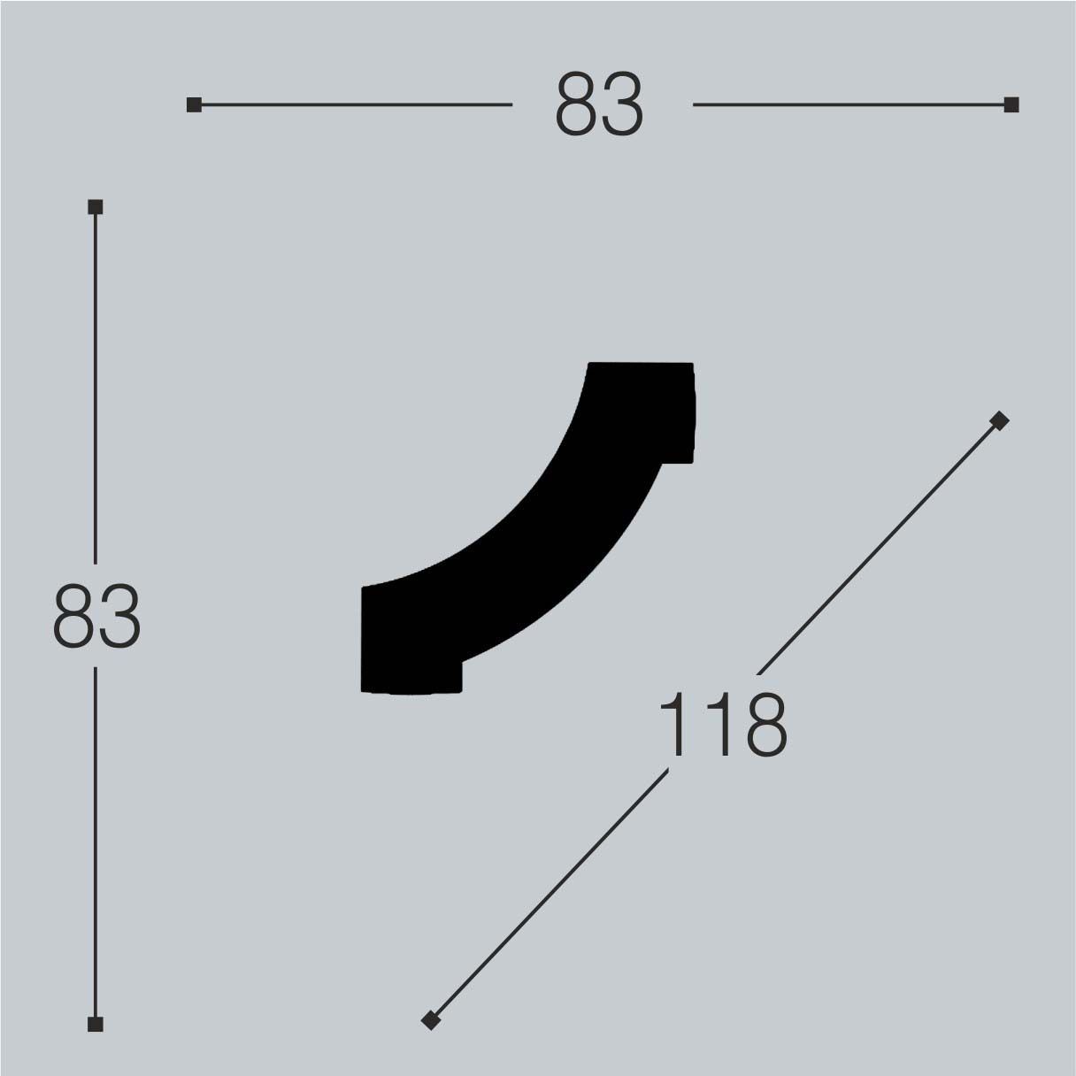 Декоративный угол к молдингу Bello Deco (Белло Деко) PS М14У1 83х93 мм, 00-00104394