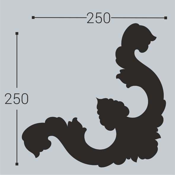 Декоративный угол к молдингу Bello Deco (Белло Деко) PS М3У2 250х250 мм, КА-00000735