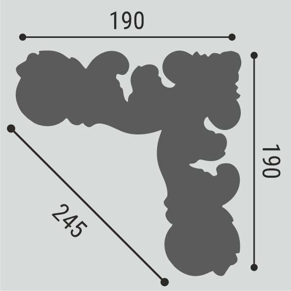 Декоративный угол к молдингу Bello Deco (Белло Деко) PS УУ1 190х190 мм, 00-00108353