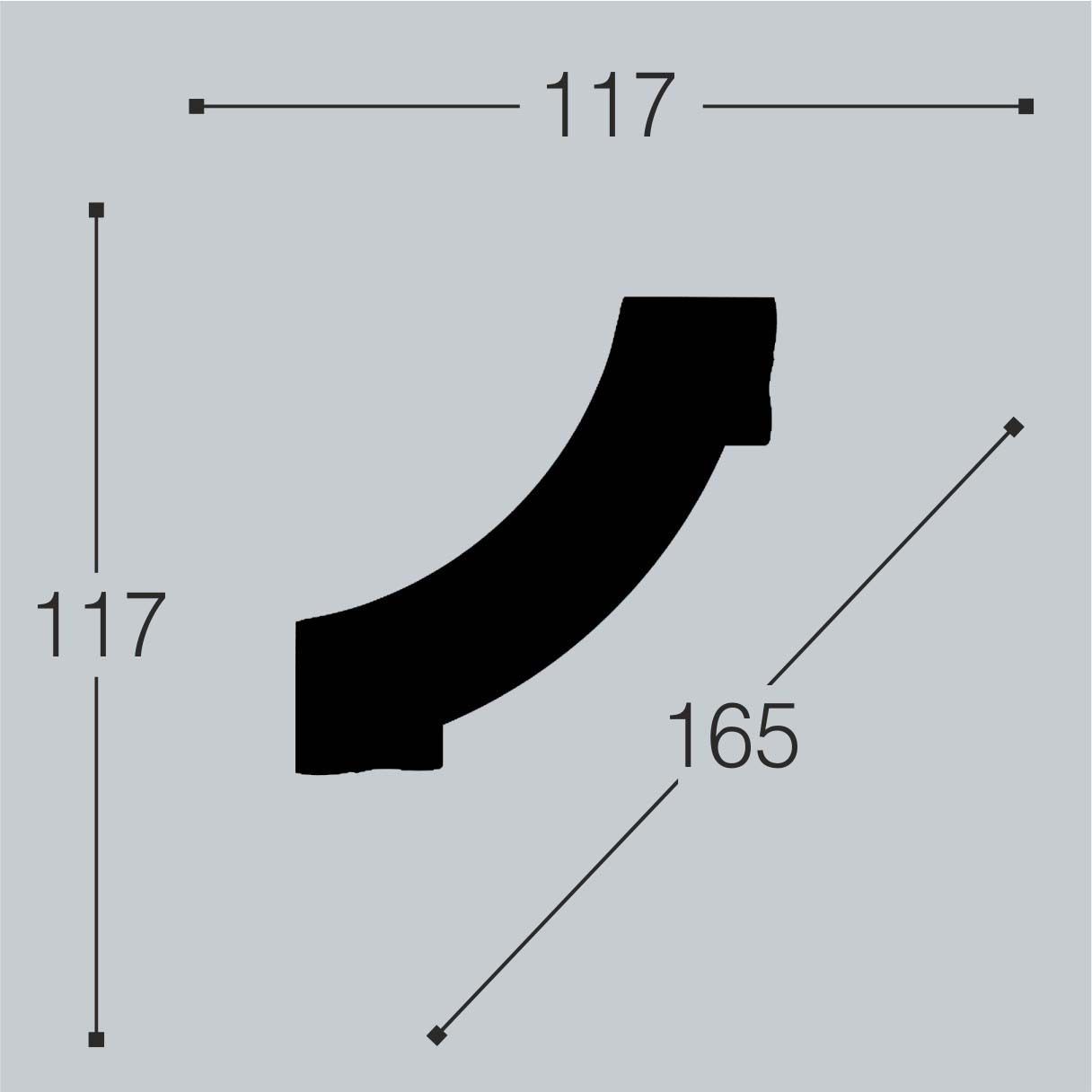 Декоративный угол к молдингу Bello Deco (Белло Деко) PU М15У1 117х117 мм, 00-00105121